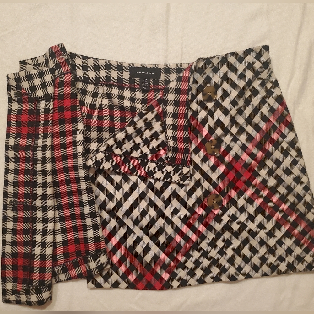 Who What Wear Red Plaid Mini Skirt Size 12 - Picture 3 of 4
